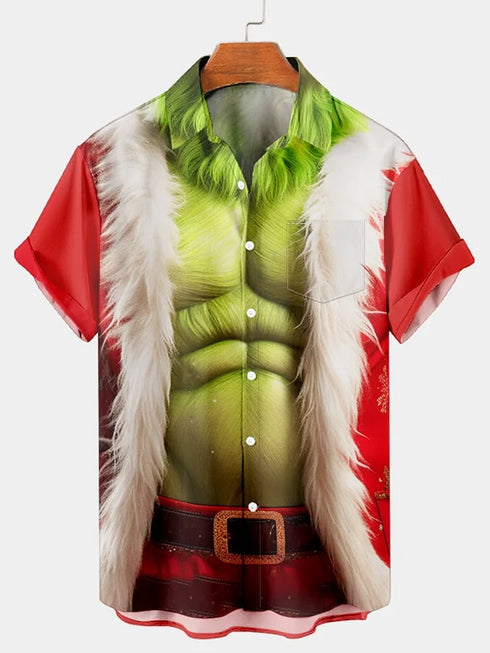 Men's Christmas Funny Graphic Short Sleeve Hawaiian Shirt